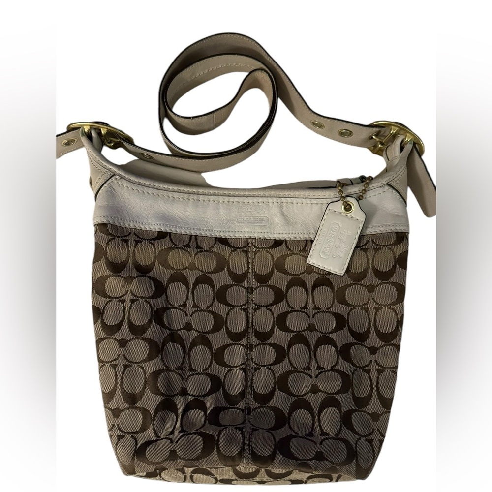 Coach Brown and Cream Shoulder Bag